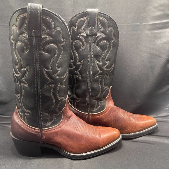 Vintage Laredo Brown and Black Leather Boots style 5065 Size 7.5D main image 4